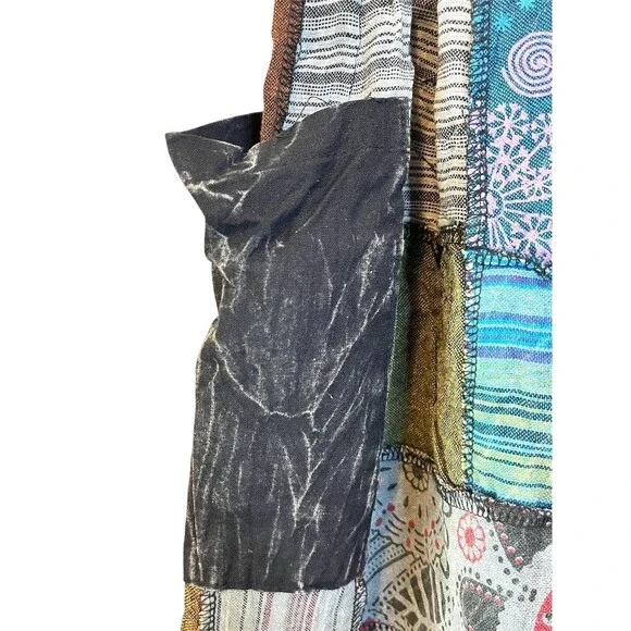 Y2k Boho Patchwork Harem Pants 29” Hippie Drop Crotch Summer Festival Gypsy - Picture 4 of 13